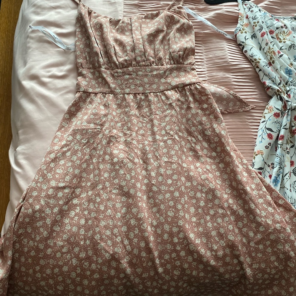 Papaya Blush Floral Midi Dress